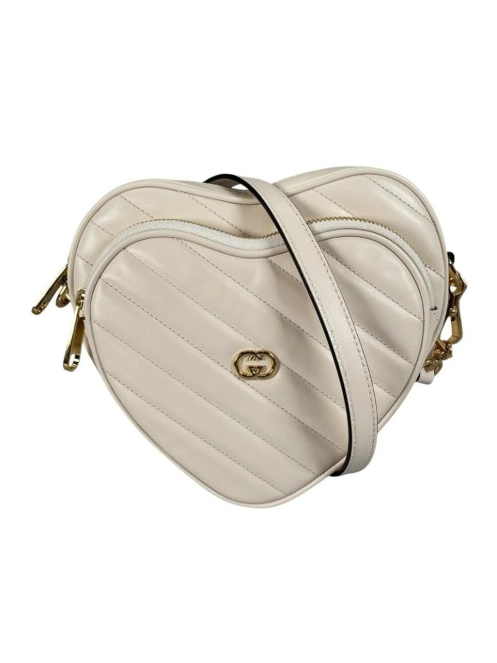 Gucci Heart Chain Shoulder Bag Interlocking White
